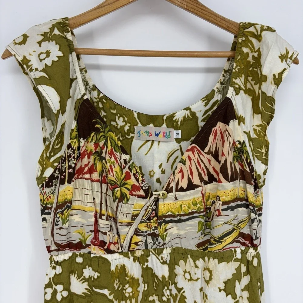 Jams World Hawaiian Babydoll Top S Vacation Beach Boho Floral Tropical Island